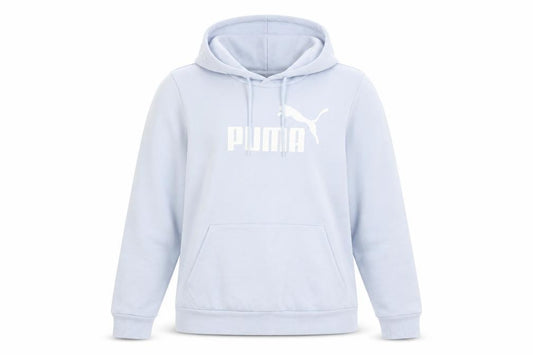 Front view of Puma Women Light Blue Pullover Hoodie Medium Hooded Sweatshirt Casual