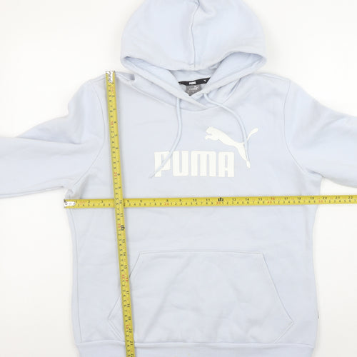 Puma Women Light Blue Pullover Hoodie Medium Hooded Sweatshirt Casual