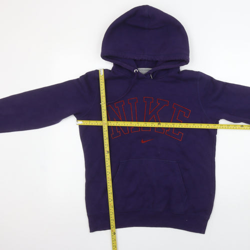 Nike Womens Purple Hoodie Medium Pullover Embroidered Logo Cotton Blend