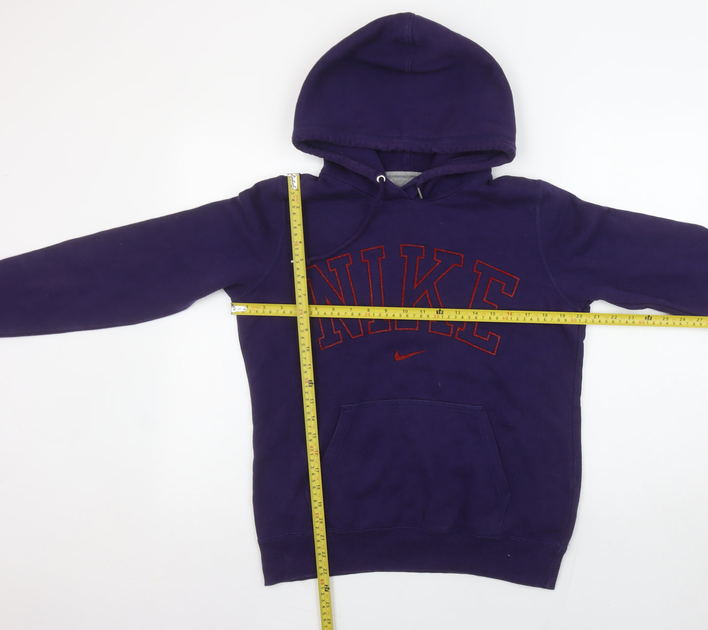 Nike Womens Purple Hoodie Medium Pullover Embroidered Logo Cotton Blend