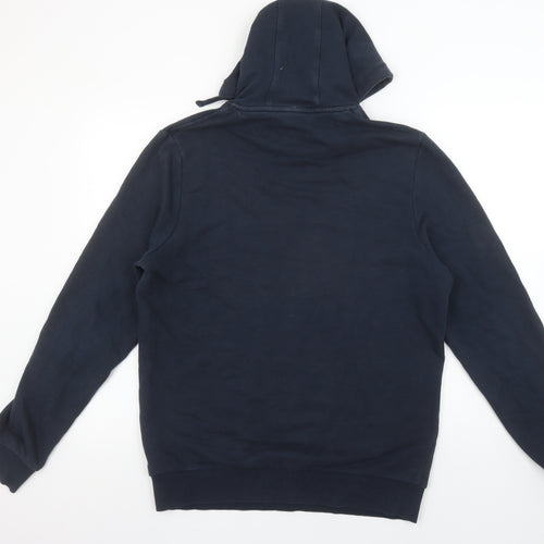 Fila Men Blue Pullover Hoodie L Logo Print Sportswear