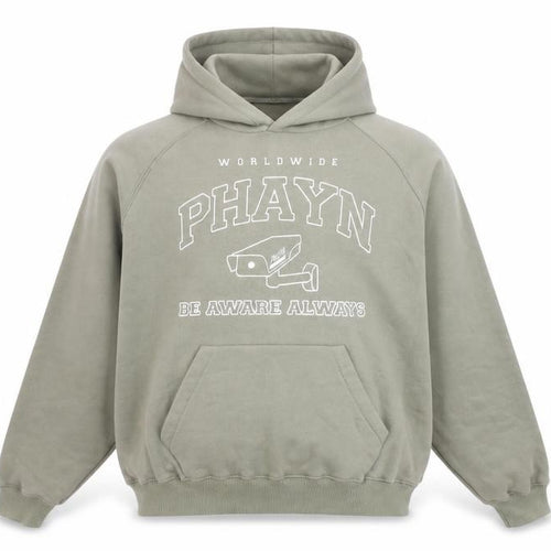 PHAYN Women’s Khaki Pullover Hoodie XS Graphic Print Raglan Sleeve