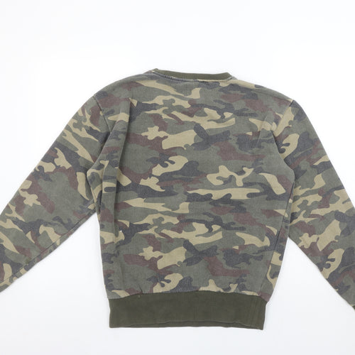 Ellesse Womens Green Camouflage Crew Neck Pullover Sweatshirt UK S