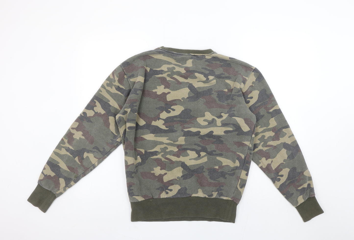 Ellesse Womens Green Camouflage Crew Neck Pullover Sweatshirt UK S