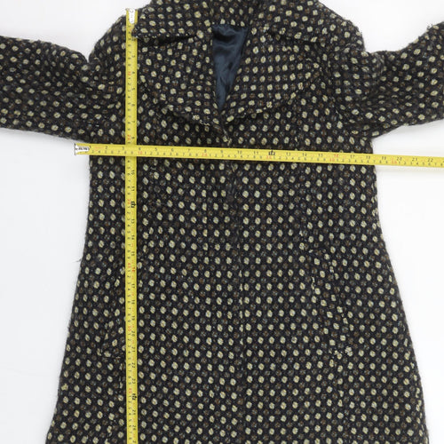 Laura Ashley Women's Black Wool Blend Tweed Overcoat Size 14