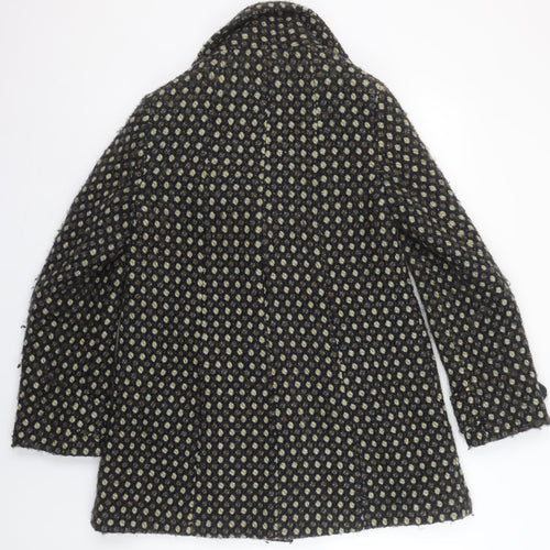 Laura Ashley Women's Black Wool Blend Tweed Overcoat Size 14