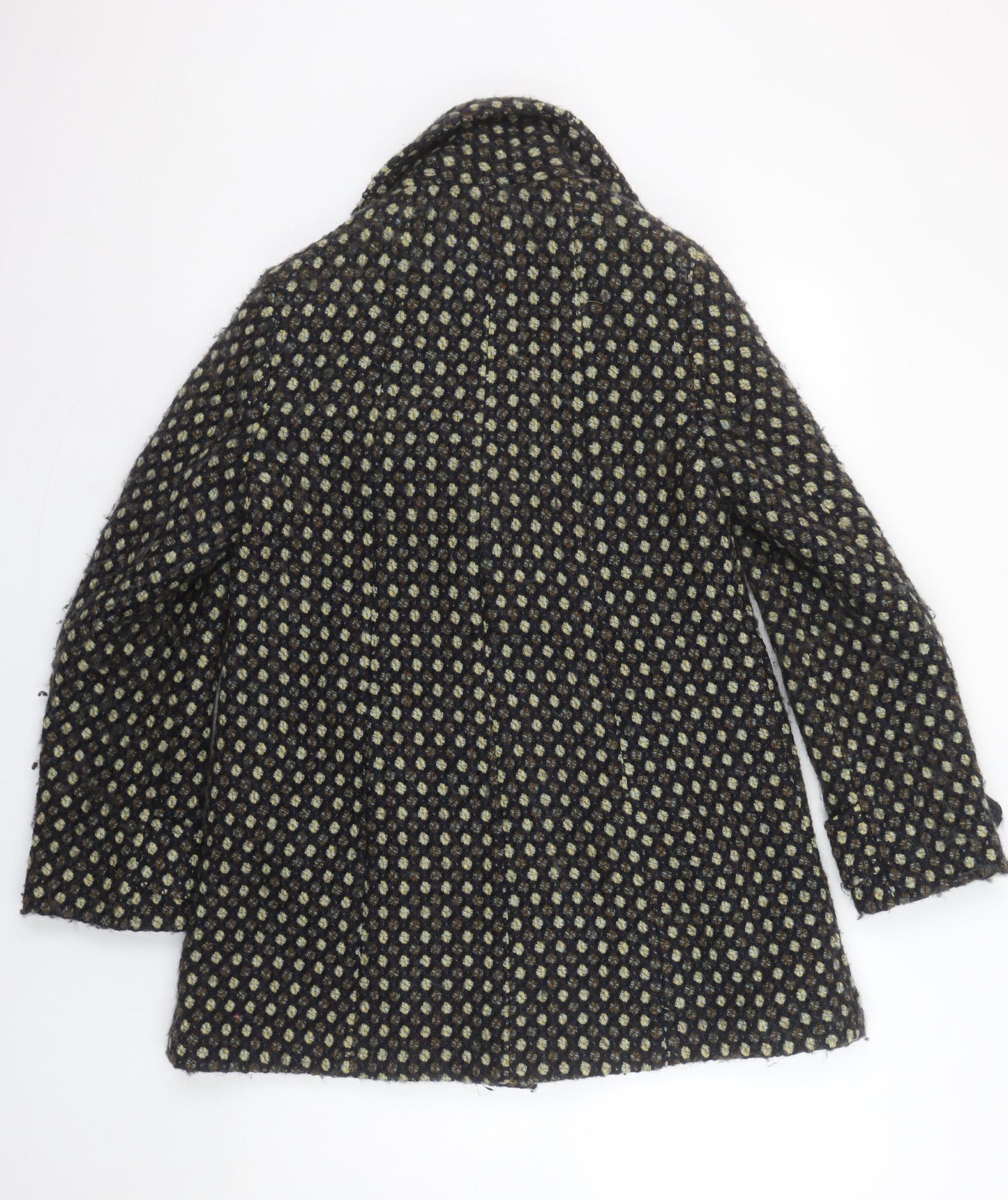 Laura Ashley Women's Black Wool Blend Tweed Overcoat Size 14