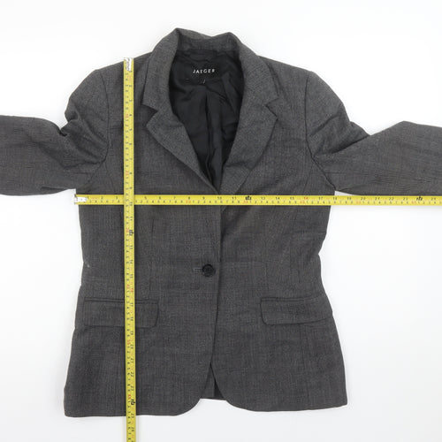 Jaeger Women’s Grey Wool Blend Single Breasted Blazer UK 10