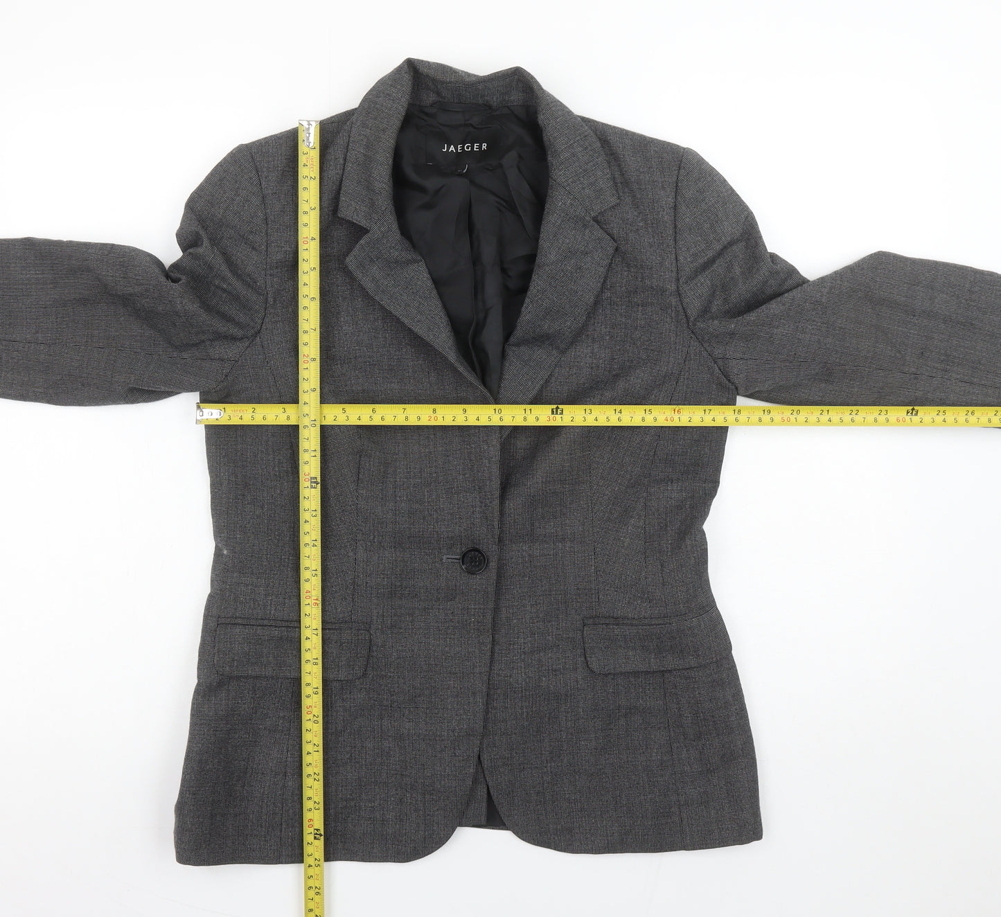 Jaeger Women’s Grey Wool Blend Single Breasted Blazer UK 10