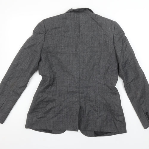 Jaeger Women’s Grey Wool Blend Single Breasted Blazer UK 10
