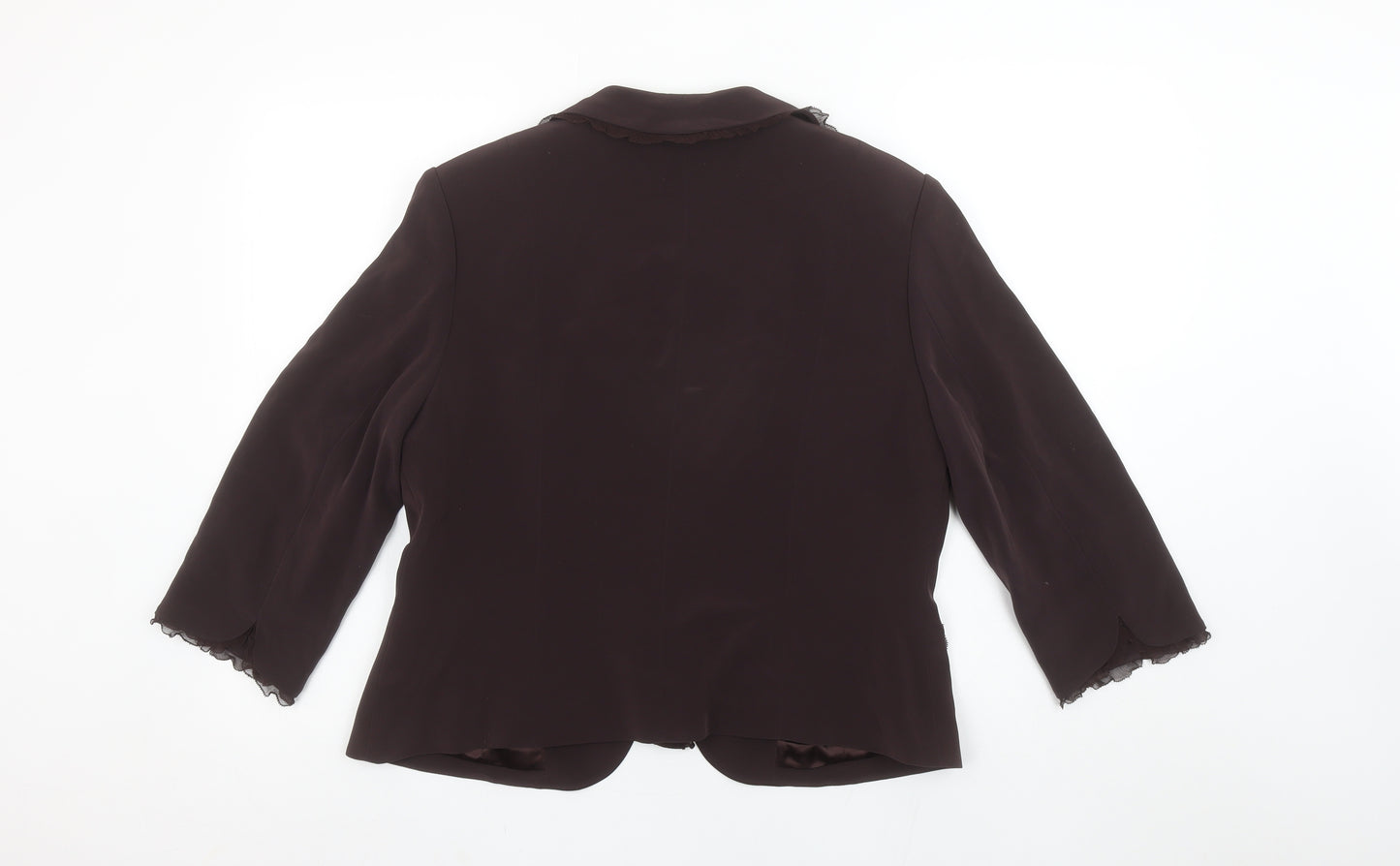 Platinum Women Brown Tie Front Blazer Jacket Size 16 Triacetate Blend