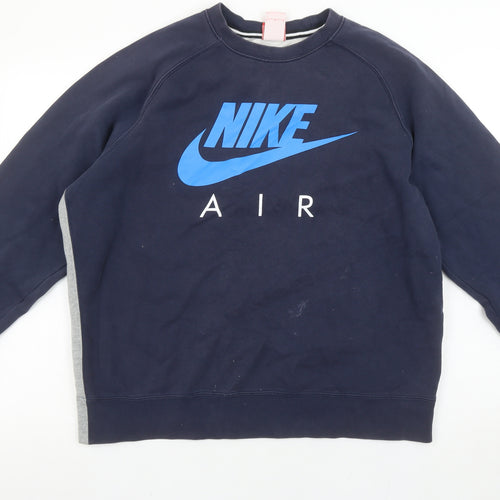 Nike Men's Blue Large Crew Neck Pullover Sweatshirt