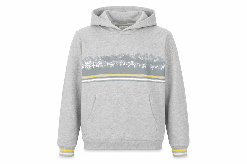 Front view of Mountain Warehouse boys’ grey hoodie 13 years pullover cotton blend
