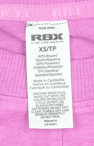 RBX Women’s Pink Long Sleeve Crew Neck Basic Jersey Top XS