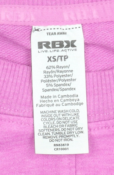 RBX Women’s Pink Long Sleeve Crew Neck Basic Jersey Top XS