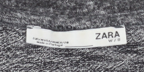 Zara Women Grey Embroidered Long Sleeve Jersey T-Shirt Size 12