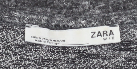 Zara Women Grey Embroidered Long Sleeve Jersey T-Shirt Size 12