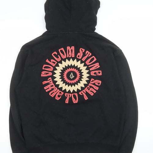 Volcom Women's Black Pullover Hoodie XS Graphic Print Cotton Blend