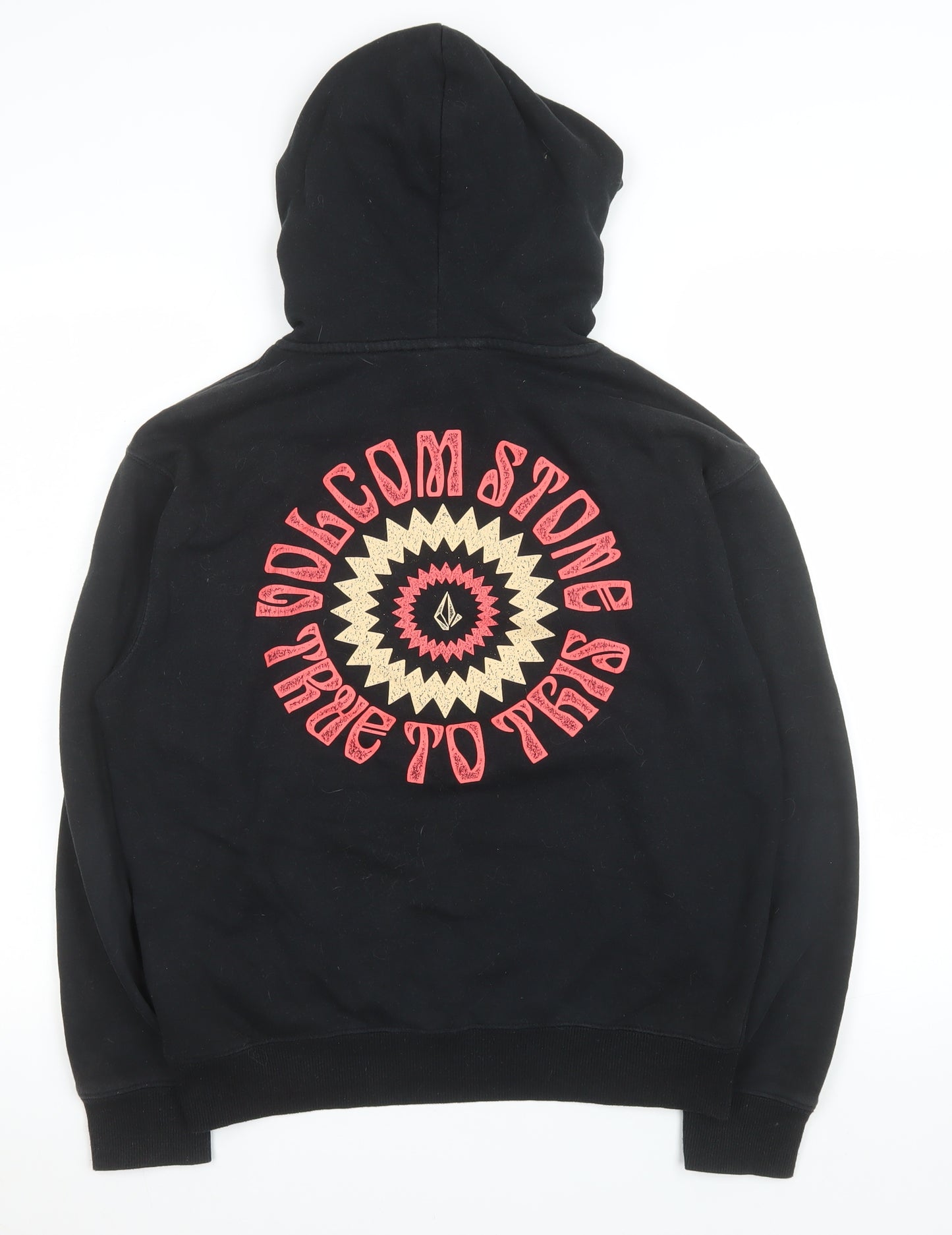 Volcom Women's Black Pullover Hoodie XS Graphic Print Cotton Blend