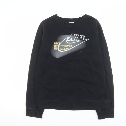 Nike Women's Black Sportswear Sweatshirt L Logo Print Cotton Blend