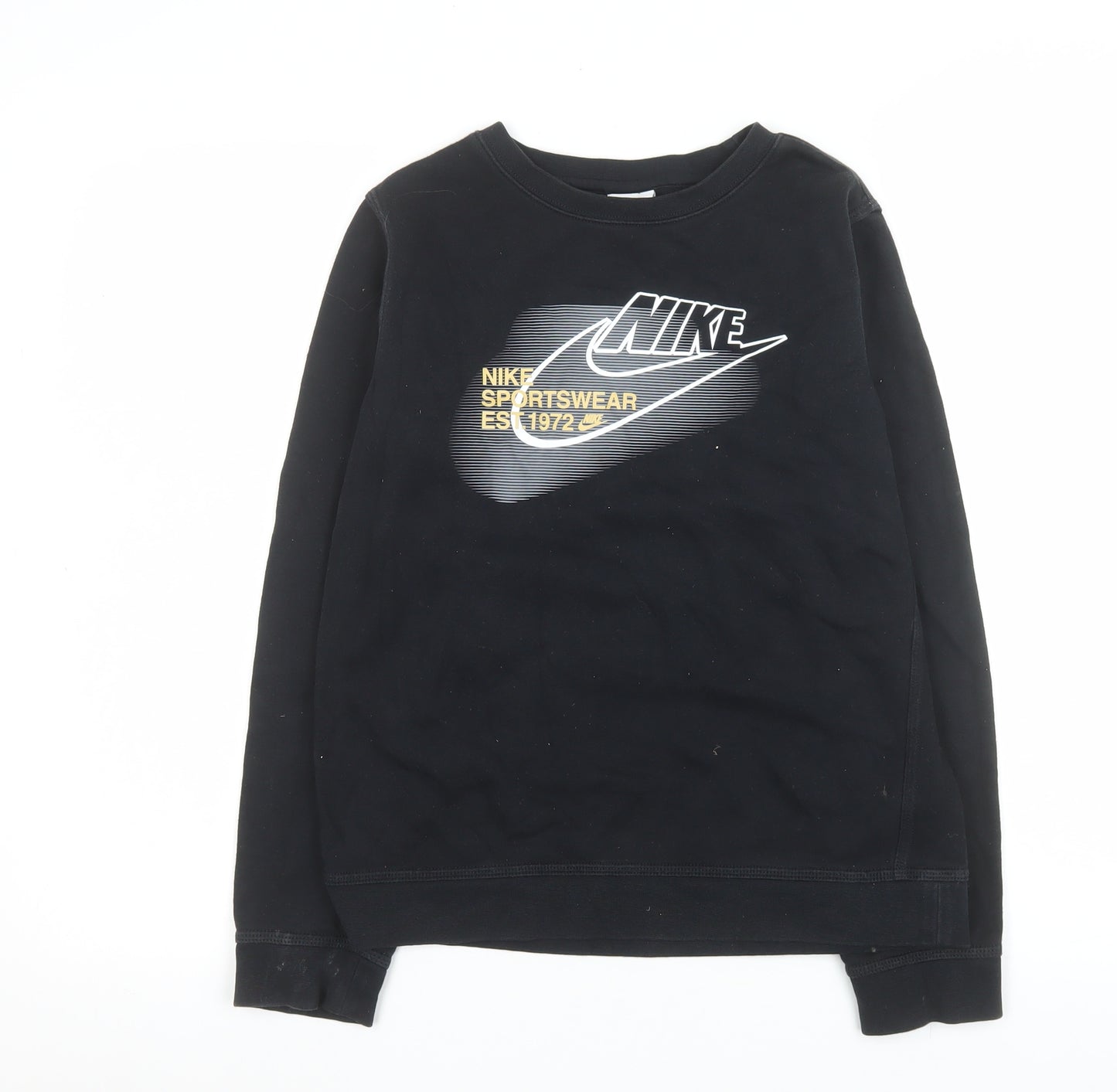Nike Women's Black Sportswear Sweatshirt L Logo Print Cotton Blend