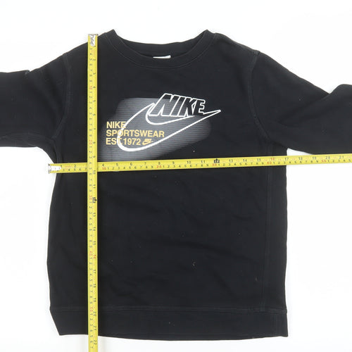 Nike Women's Black Sportswear Sweatshirt L Logo Print Cotton Blend