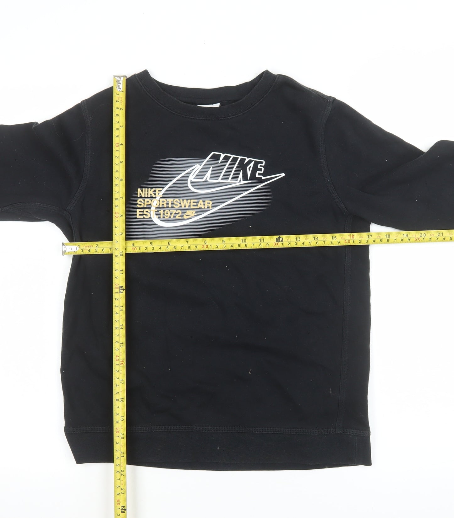 Nike Women's Black Sportswear Sweatshirt L Logo Print Cotton Blend