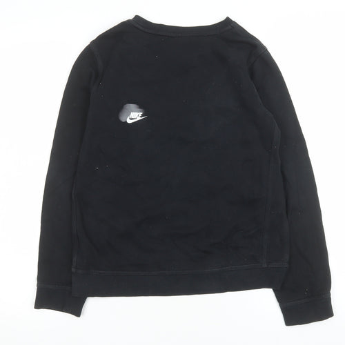 Nike Women's Black Sportswear Sweatshirt L Logo Print Cotton Blend