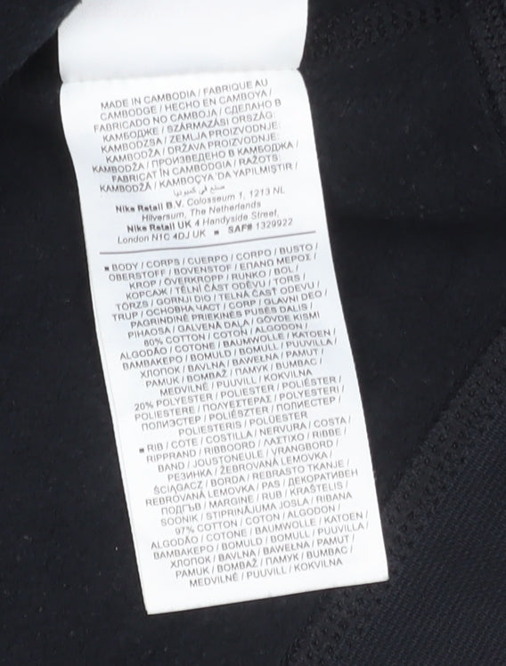 Nike Women's Black Sportswear Sweatshirt L Logo Print Cotton Blend