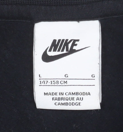 Nike Women's Black Sportswear Sweatshirt L Logo Print Cotton Blend