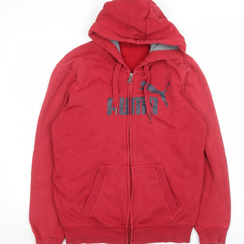 Puma Men's Red Full Zip Hoodie Jacket M Cotton Blend Casual