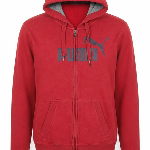 Puma Men's Red Full Zip Hoodie Jacket M Cotton Blend Casual