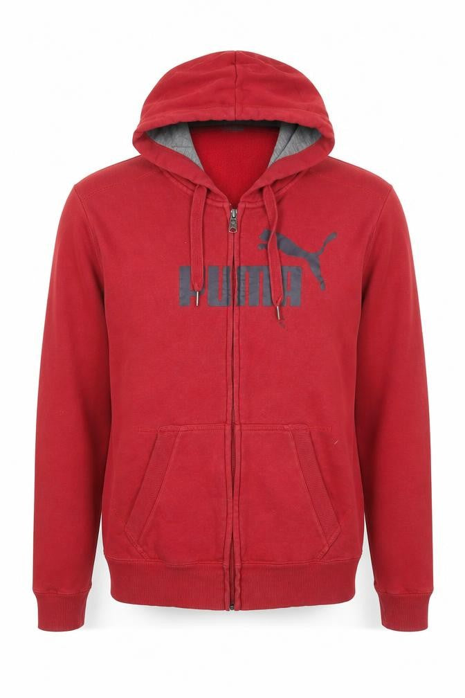 Puma Men's Red Full Zip Hoodie Jacket M Cotton Blend Casual