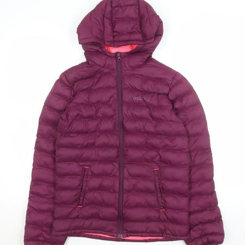 Mountain Warehouse Girls Purple Hooded Puffer Jacket 11-12 Years Warm Nylon Zip Coat