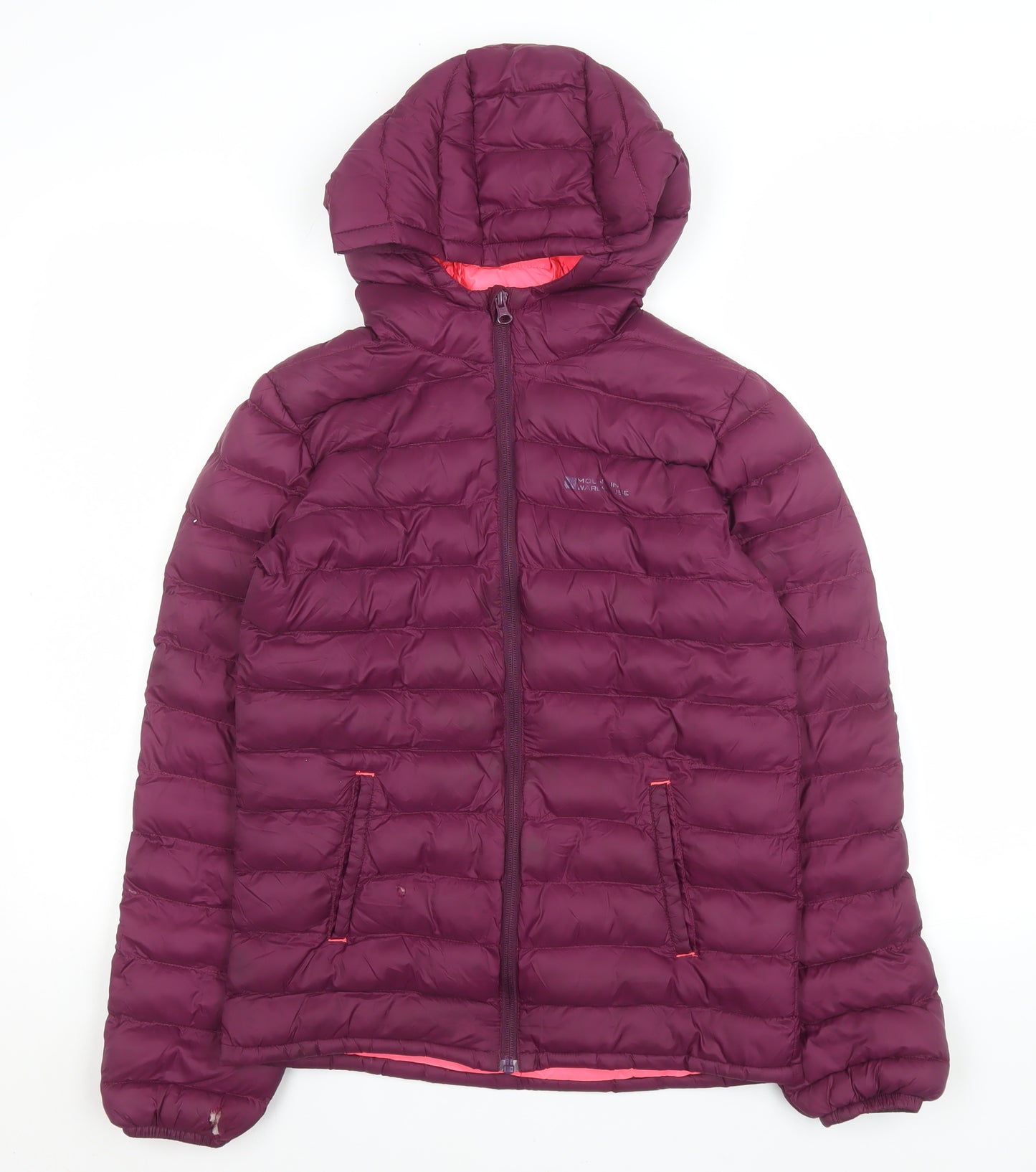 Mountain Warehouse Girls Purple Hooded Puffer Jacket 11-12 Years Warm Nylon Zip Coat