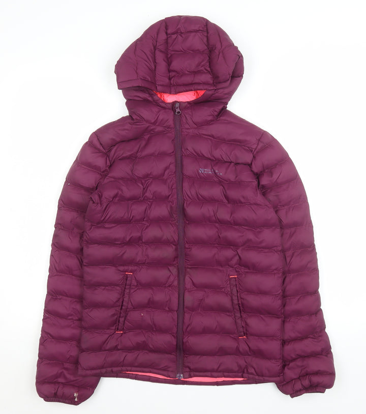 Mountain Warehouse Girls Purple Hooded Puffer Jacket 11-12 Years Warm Nylon Zip Coat