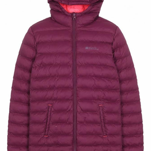 Mountain Warehouse Girls Purple Hooded Puffer Jacket 11-12 Years Warm Nylon Zip Coat