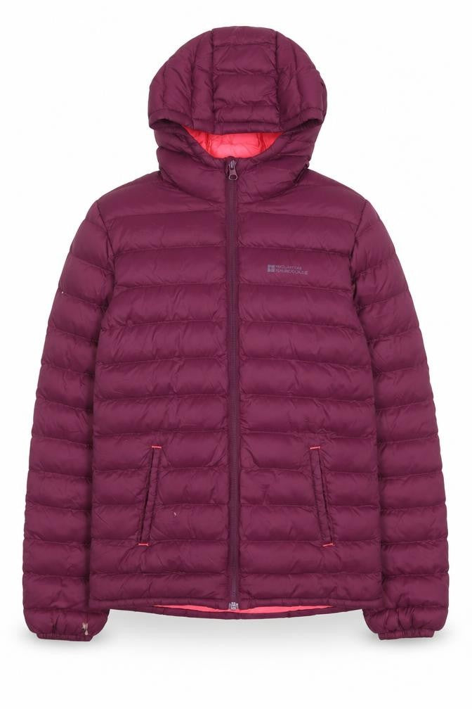 Mountain Warehouse Girls Purple Hooded Puffer Jacket 11-12 Years Warm Nylon Zip Coat