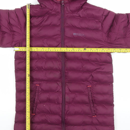 Mountain Warehouse Girls Purple Hooded Puffer Jacket 11-12 Years Warm Nylon Zip Coat