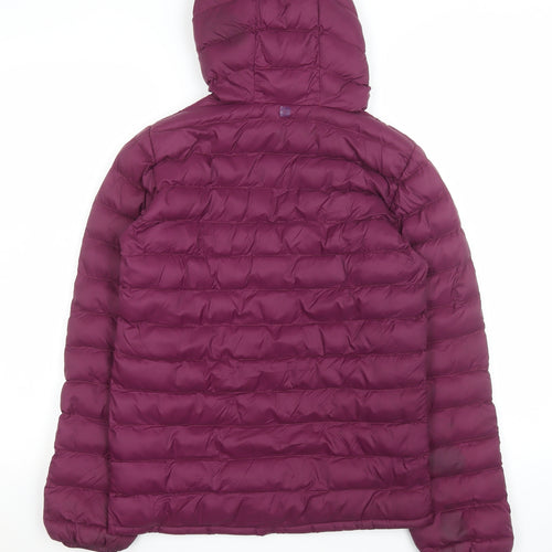 Mountain Warehouse Girls Purple Hooded Puffer Jacket 11-12 Years Warm Nylon Zip Coat