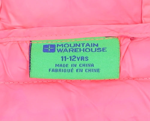 Mountain Warehouse Girls Purple Hooded Puffer Jacket 11-12 Years Warm Nylon Zip Coat