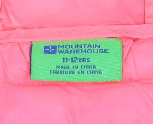 Mountain Warehouse Girls Purple Hooded Puffer Jacket 11-12 Years Warm Nylon Zip Coat