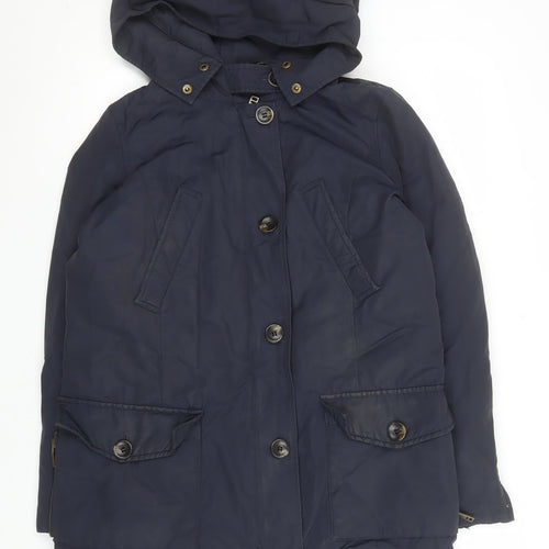 Zara Mens Blue Hooded Parka Coat Size M Regular Fit