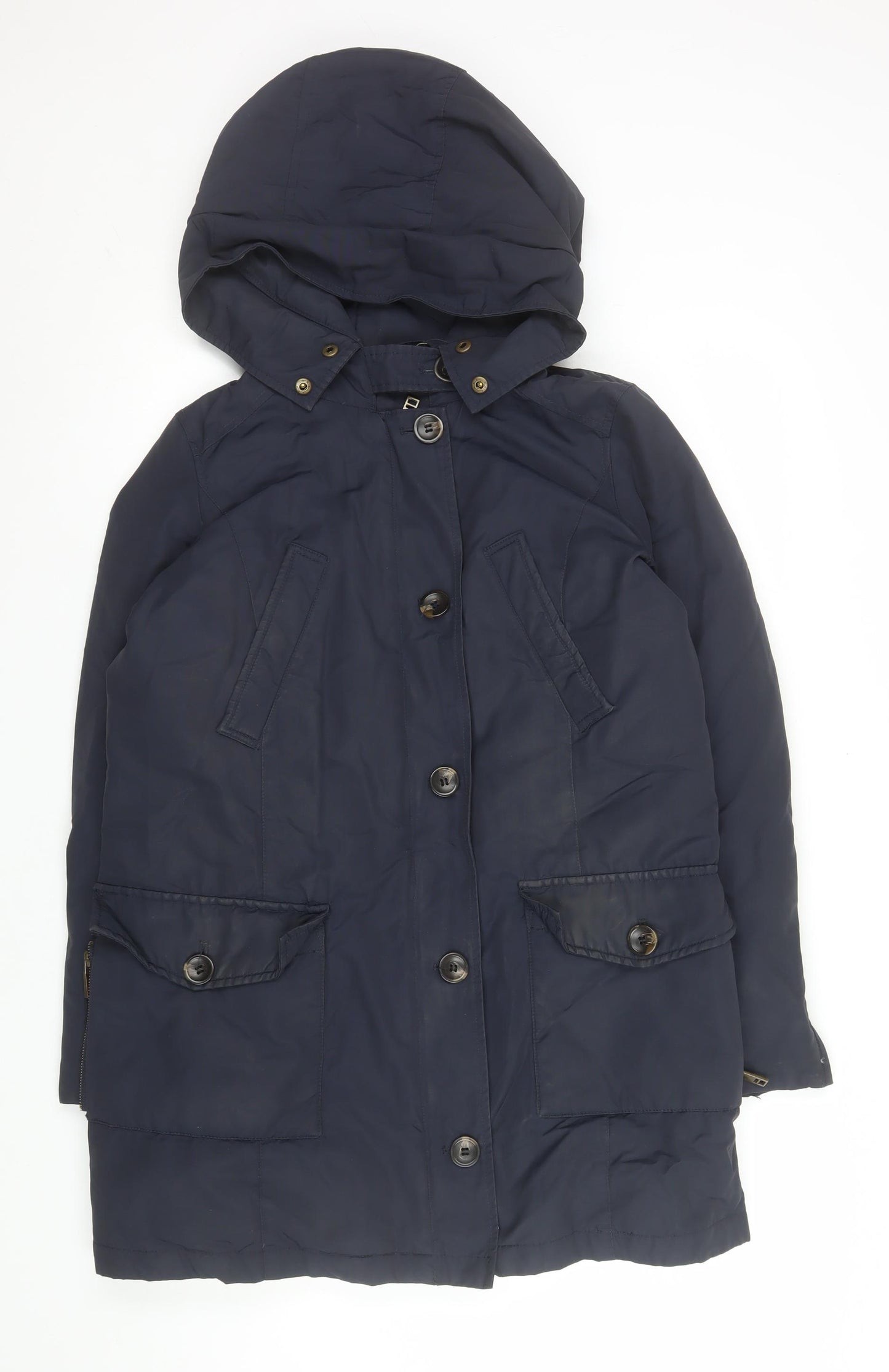 Zara Mens Blue Hooded Parka Coat Size M Regular Fit