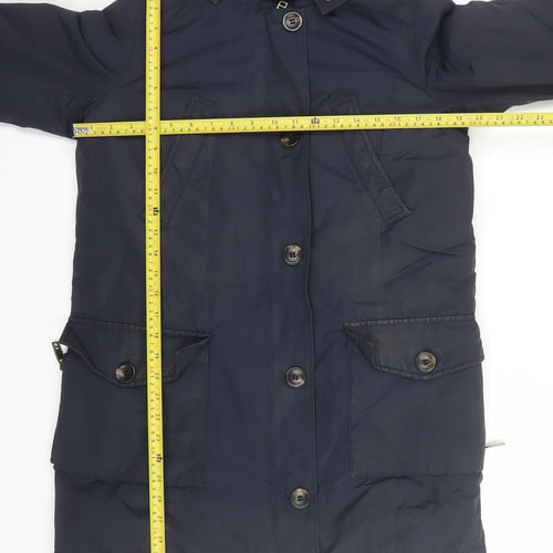 Zara Mens Blue Hooded Parka Coat Size M Regular Fit