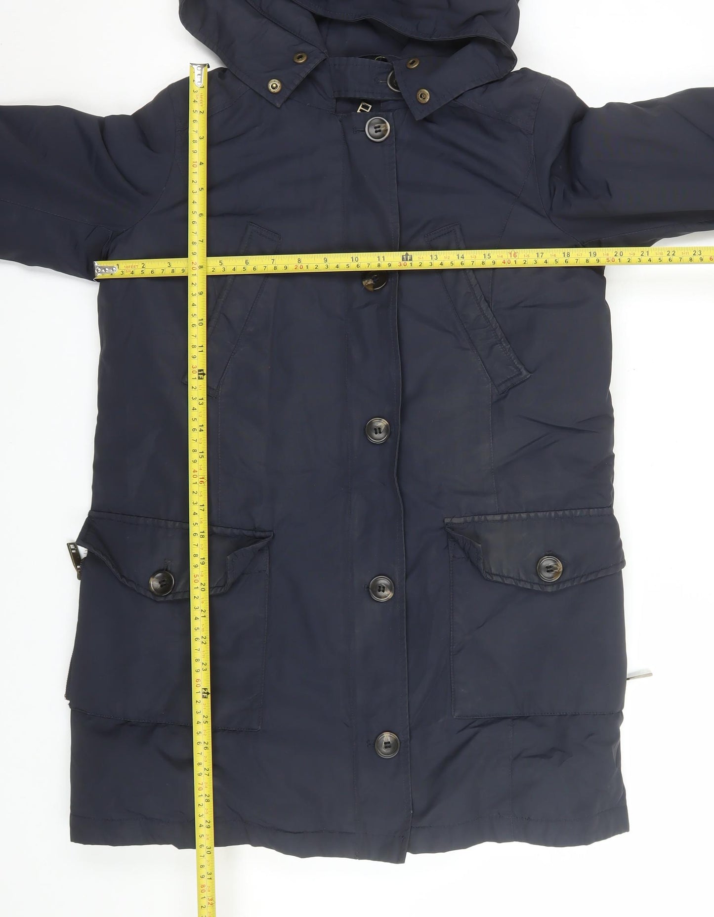 Zara Mens Blue Hooded Parka Coat Size M Regular Fit