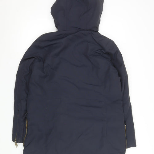Zara Mens Blue Hooded Parka Coat Size M Regular Fit