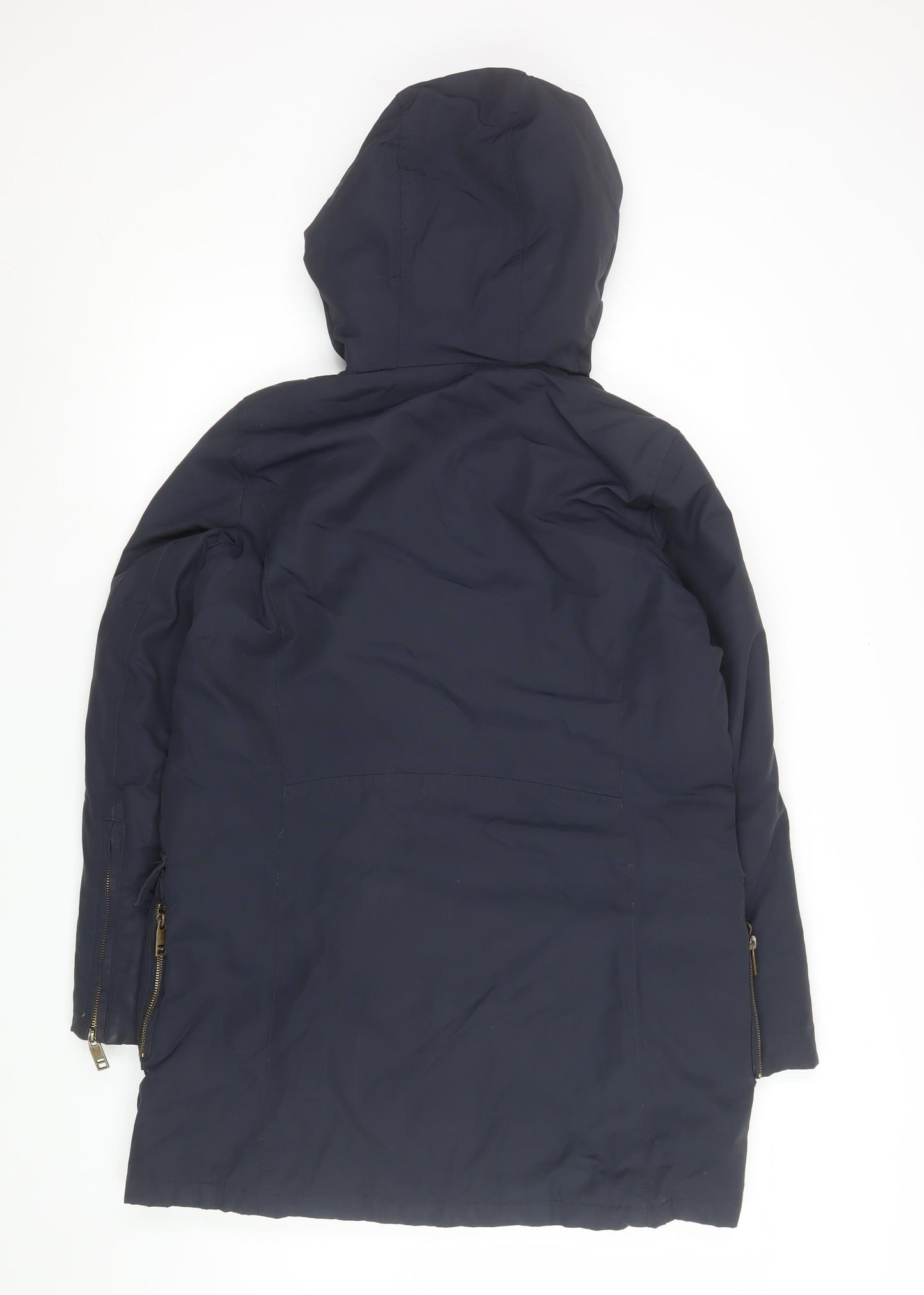 Zara Mens Blue Hooded Parka Coat Size M Regular Fit