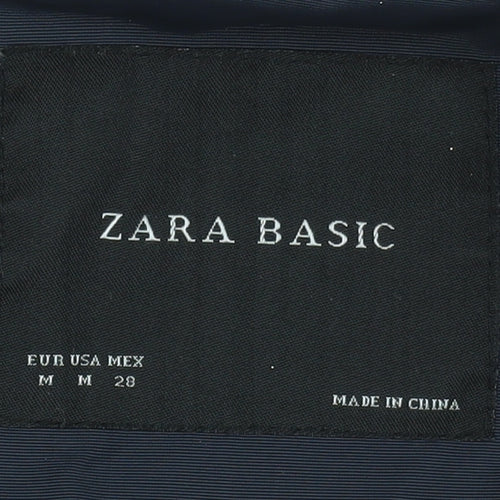 Zara Mens Blue Hooded Parka Coat Size M Regular Fit