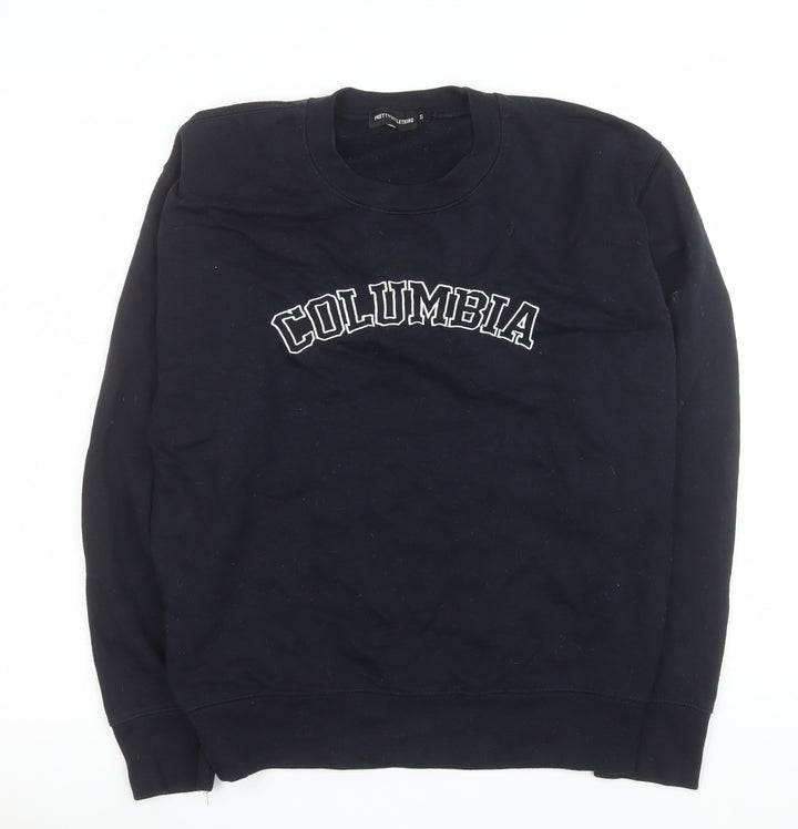 PrettyLittleThing Womens Black Columbia Logo Pullover Sweatshirt Size S